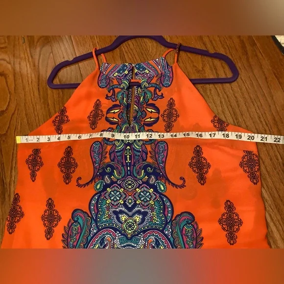 Vibrant Colored Sleeveless Keyhole/Neck Dress LARGE - Picture 9 of 11